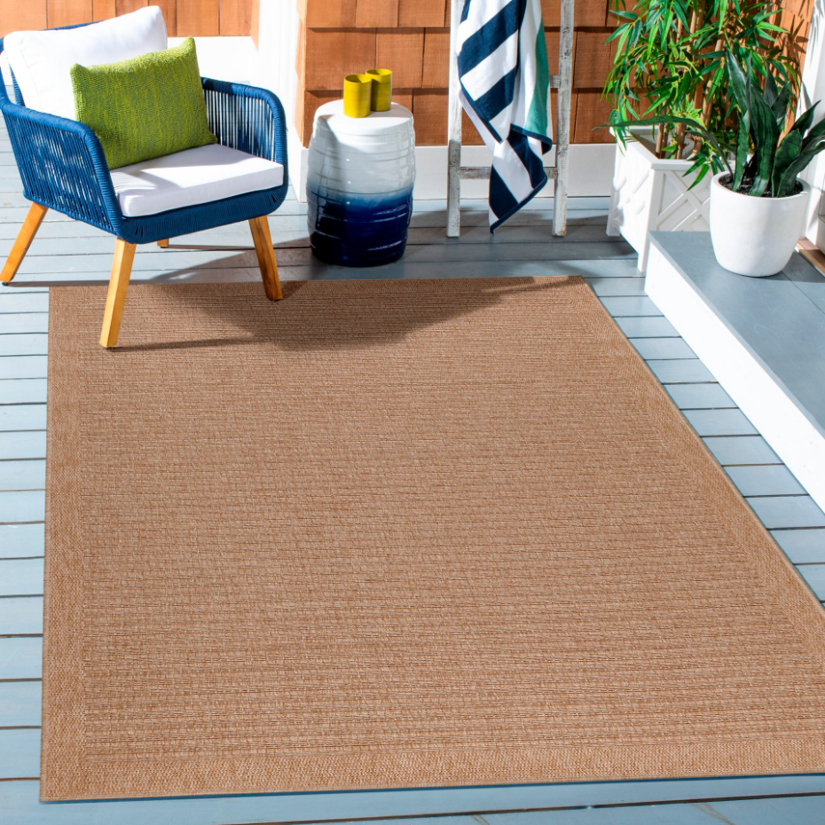 Tapis intérieur extérieur aspect jute à rayures DHAKA