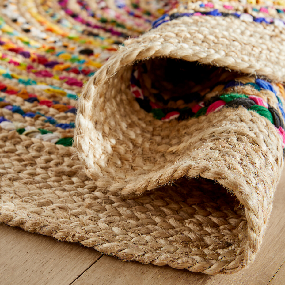 Tapis jute et coton recyclé ø150 cm, Jaco