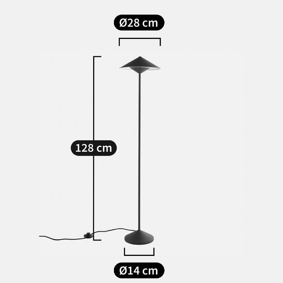 Lampadaire métal fer, H128 cm, Coney