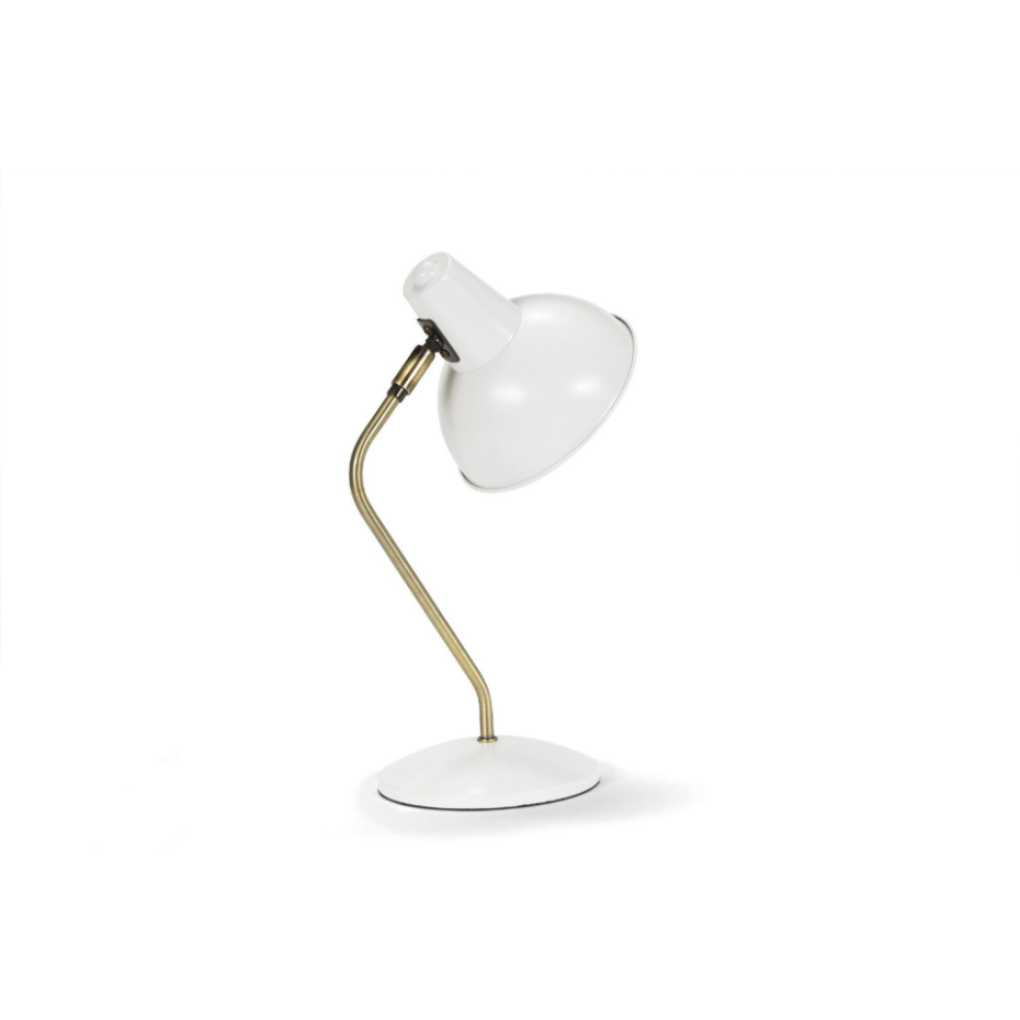 Lampe de bureau métal blanc et laiton doré - 20x15x38cm