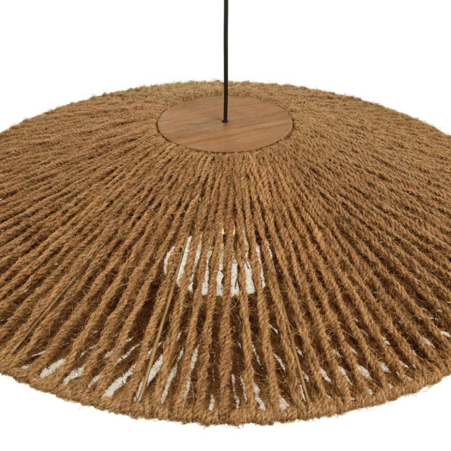 Suspension cymbale 100x100cm en fibre de coco/teck recyclé FOLELLI