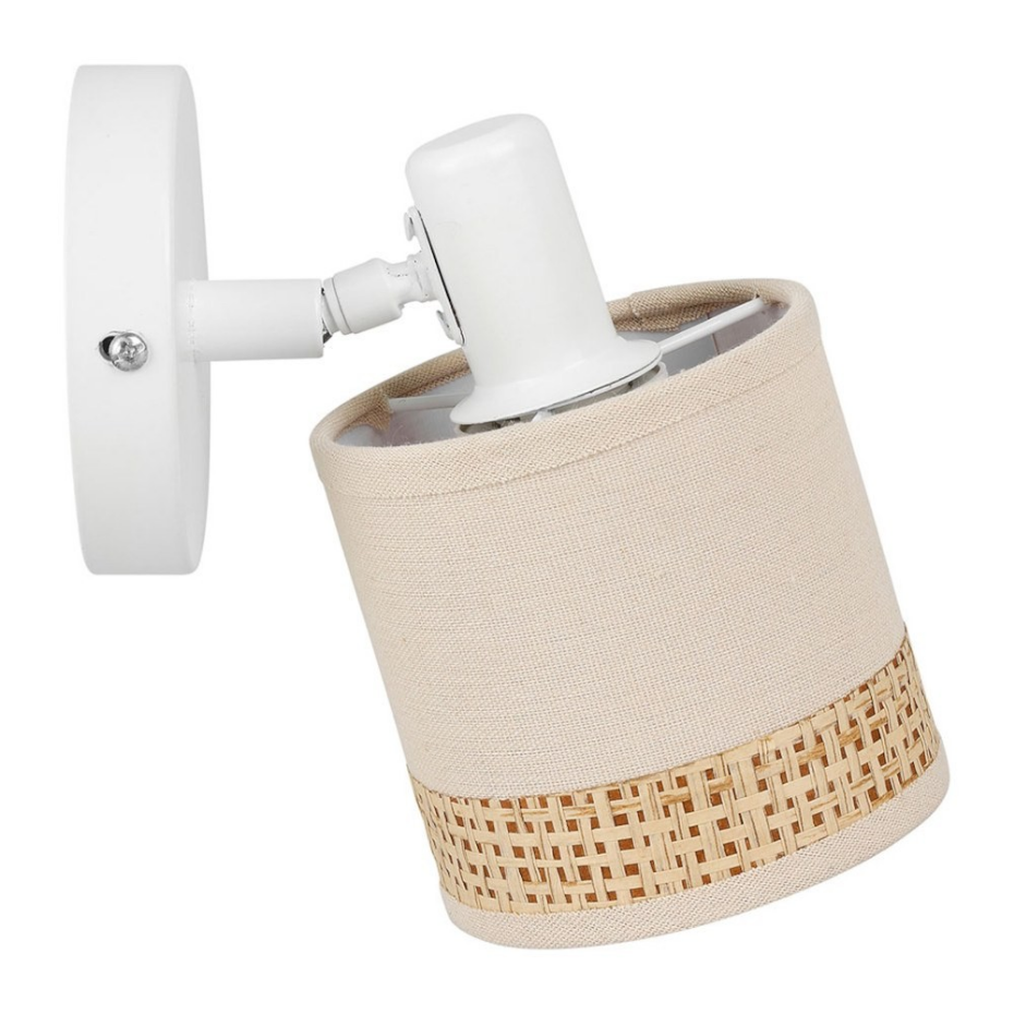 Applique Patère Orientable 1 Abat-jour Lin Papier Beige