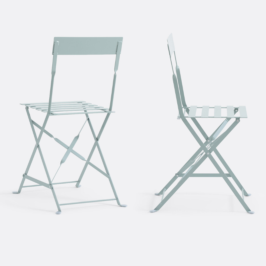 Lot de 2 chaises pliantes métal fer, Ozevan