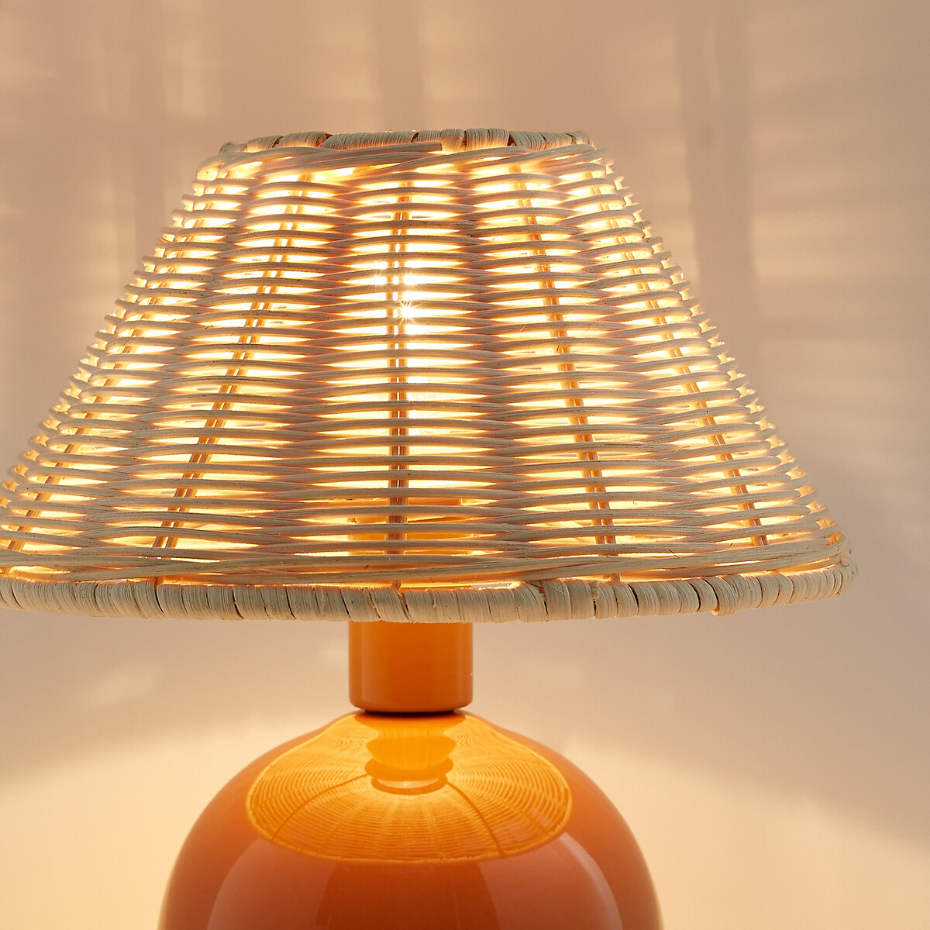 Lampe à poser céramique et rotin, Alios