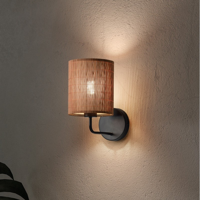 Applique Bambou Et Metal Noir Rail