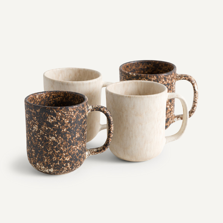 Lot de 2 mugs en grès émaillé mat, Rusty