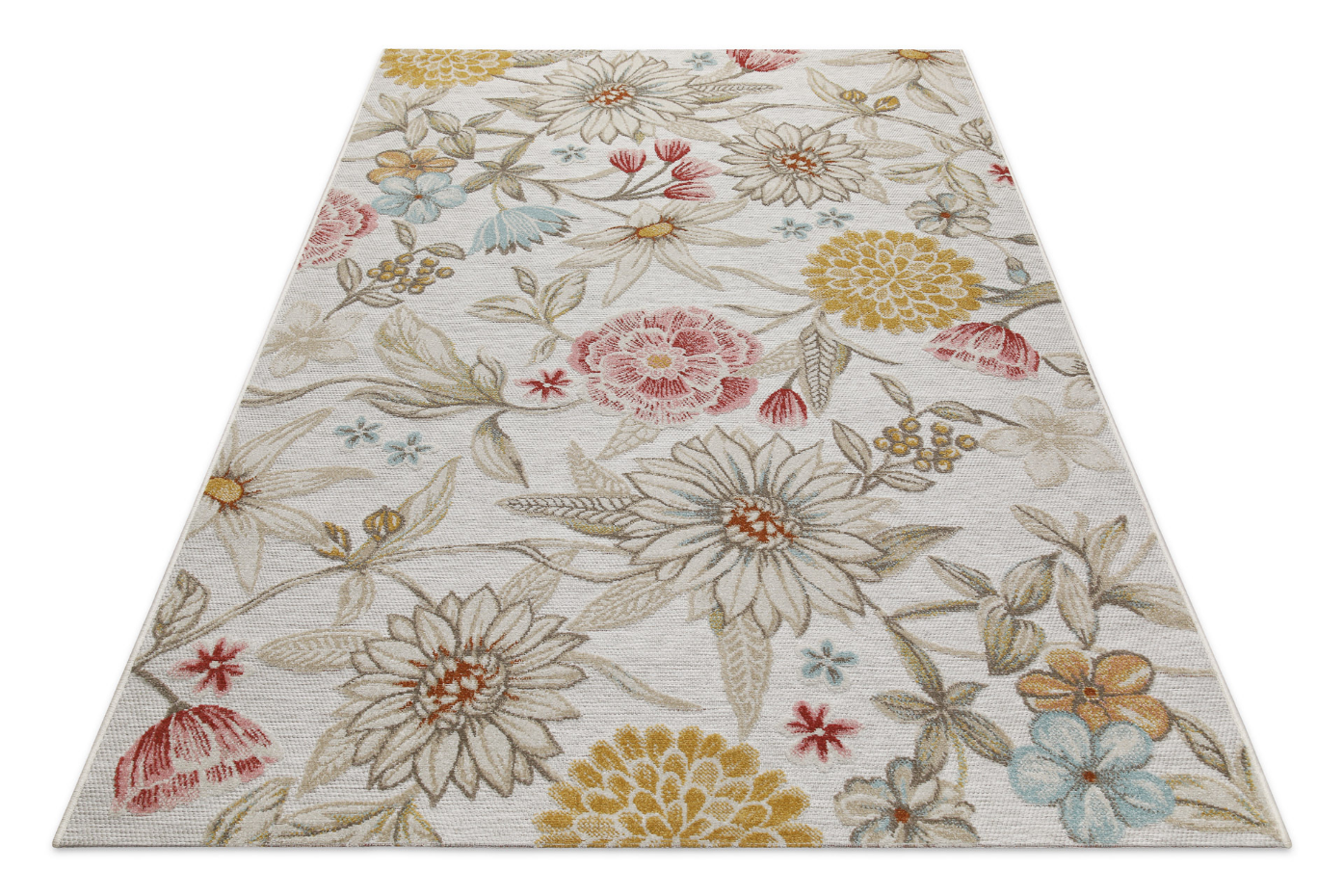 Tapis intérieur extérieur bohème motif fleurs ,  Abloom