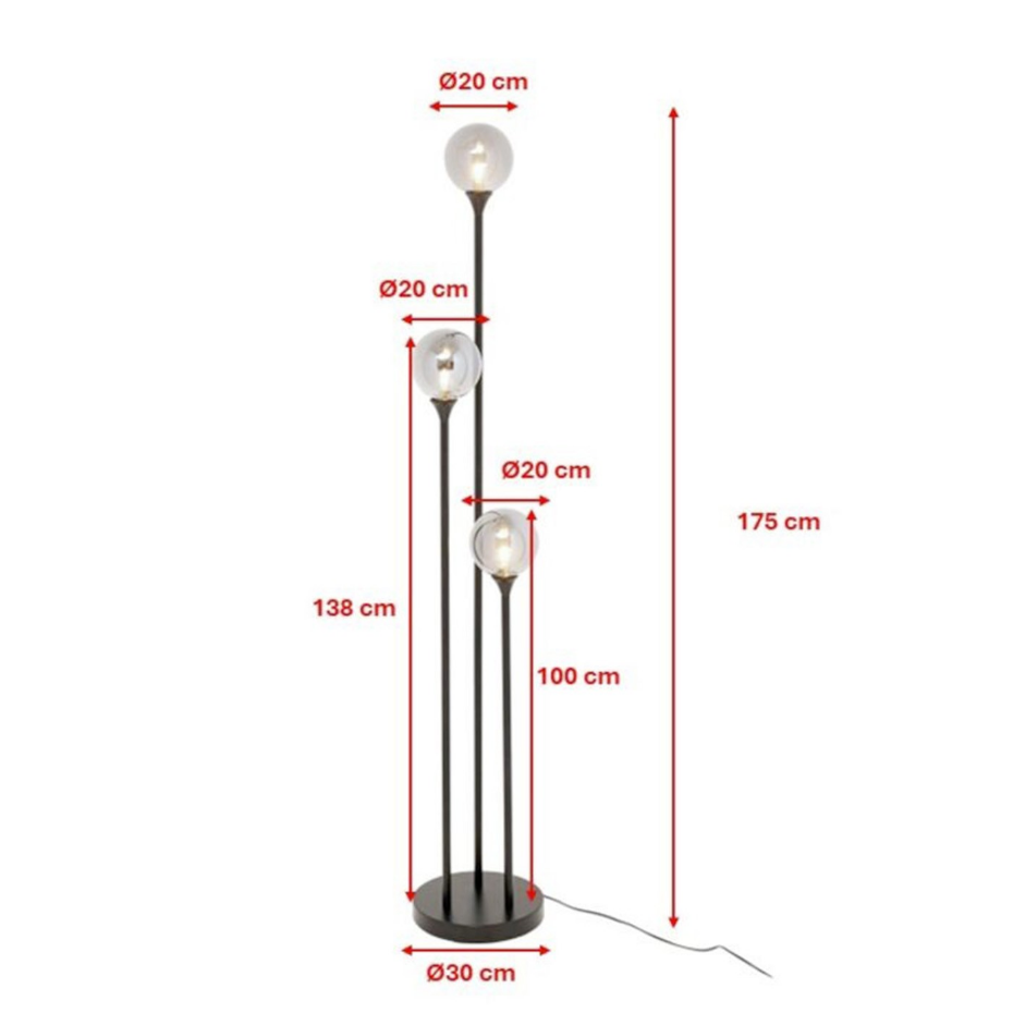 Lampadaire en verre et acier 175cm, AL CAPONE