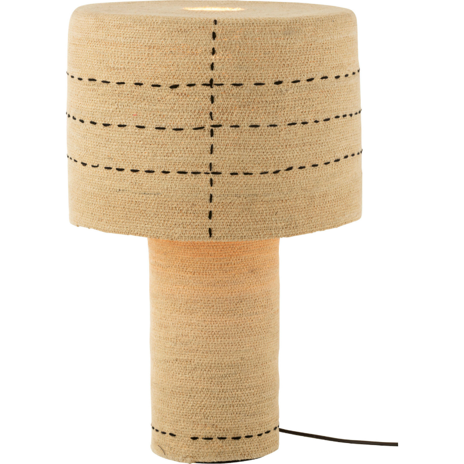 Lampe en bambou rond motif lignes et points