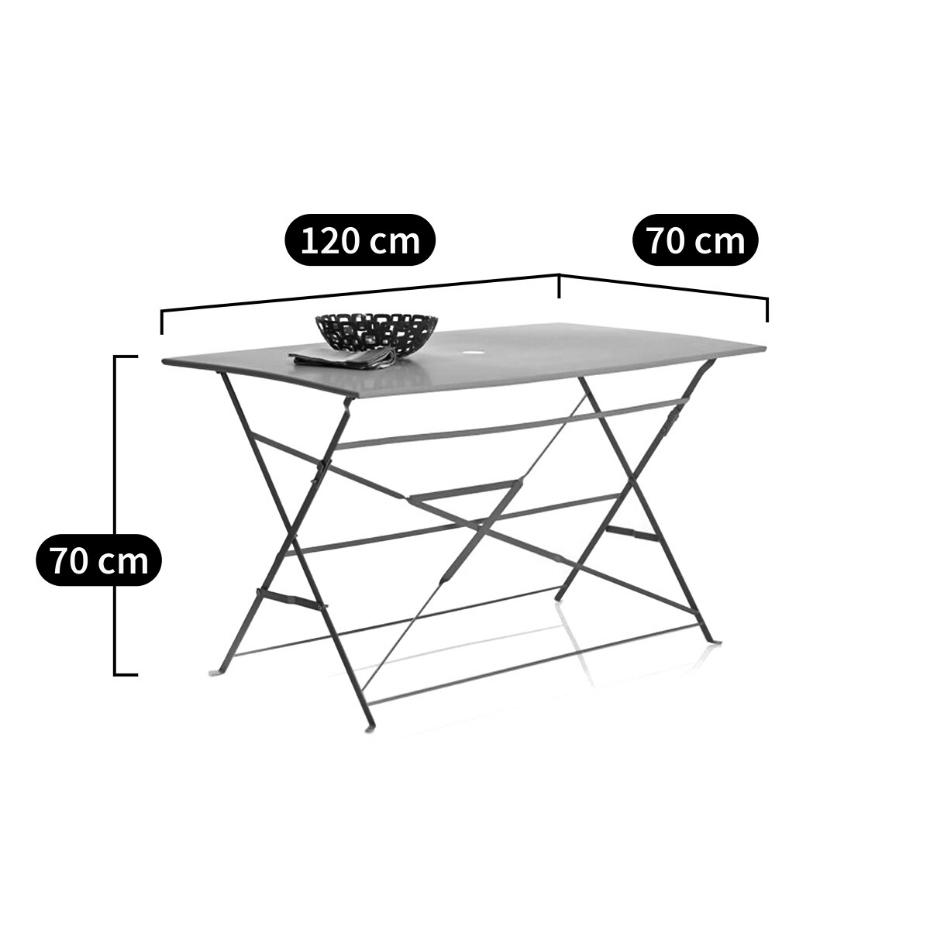 Table pliante rectangulaire, métal fer Ozevan