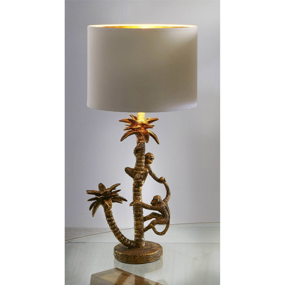 Lampe de table ronde en résine décor jungle