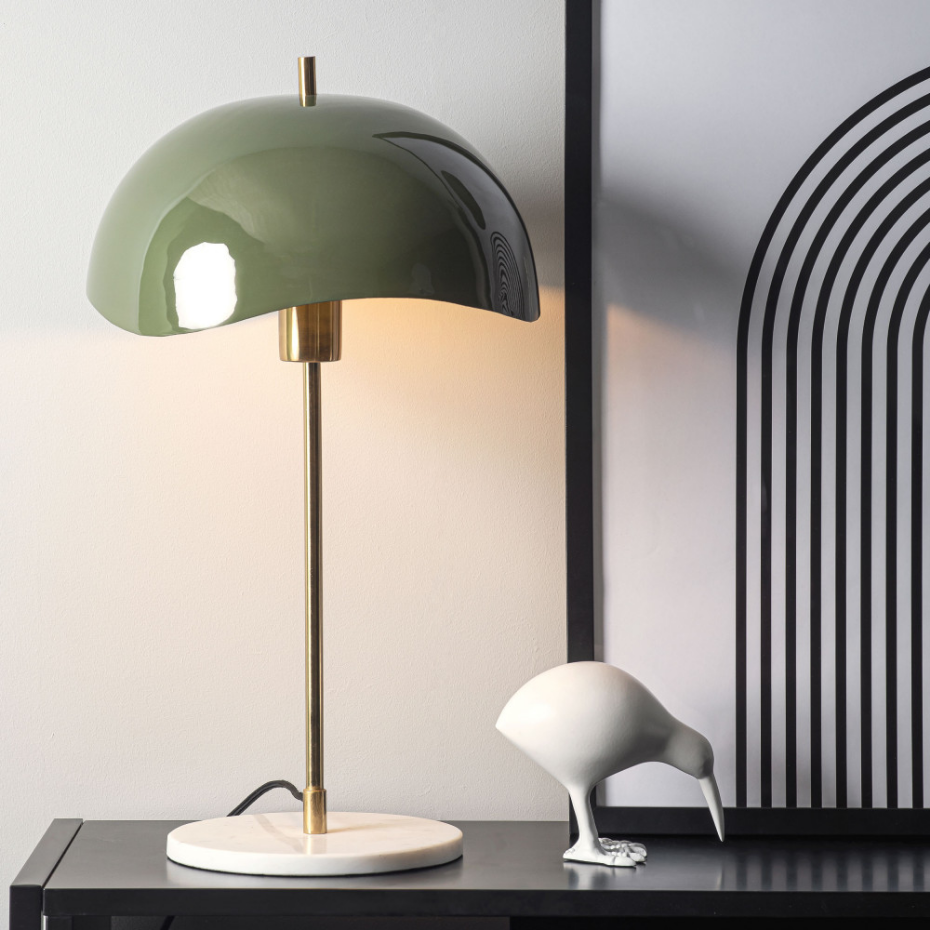 Lampe à poser en métal et marbre- WAVED DOME