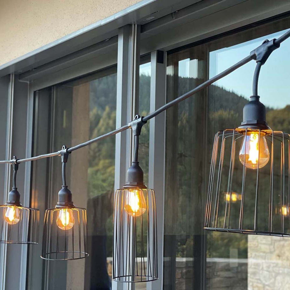Guirlande cage métal NEMA 10 ampoules E27 6M