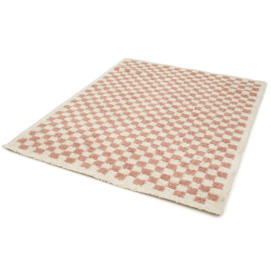 Tapis damier poils longs doux et volumineux CHECKERS
