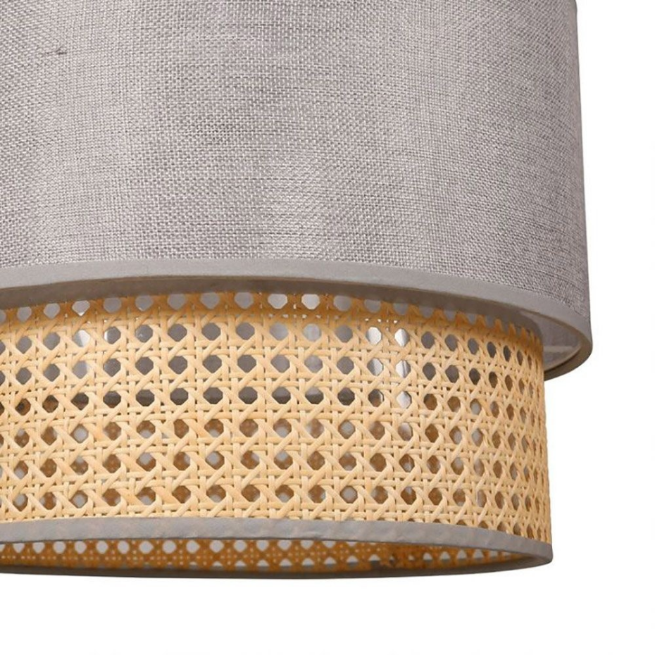 Suspension Gigogne Ronde Cannage Tissu Gris D35