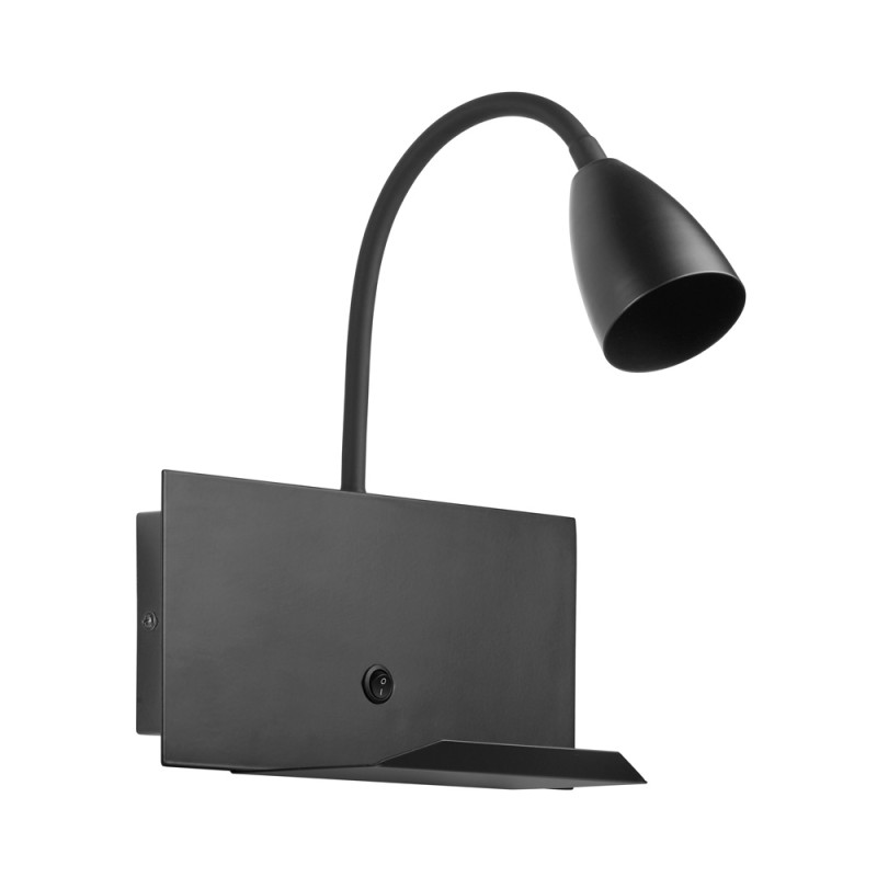 Applique tête de lit Tura métal noir et port USB C