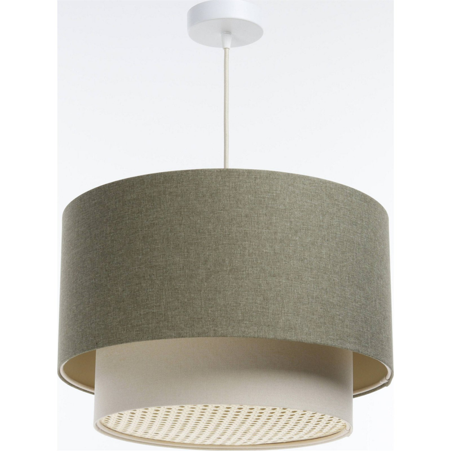 Suspension ronde en tissu et rotin Boho Elegant