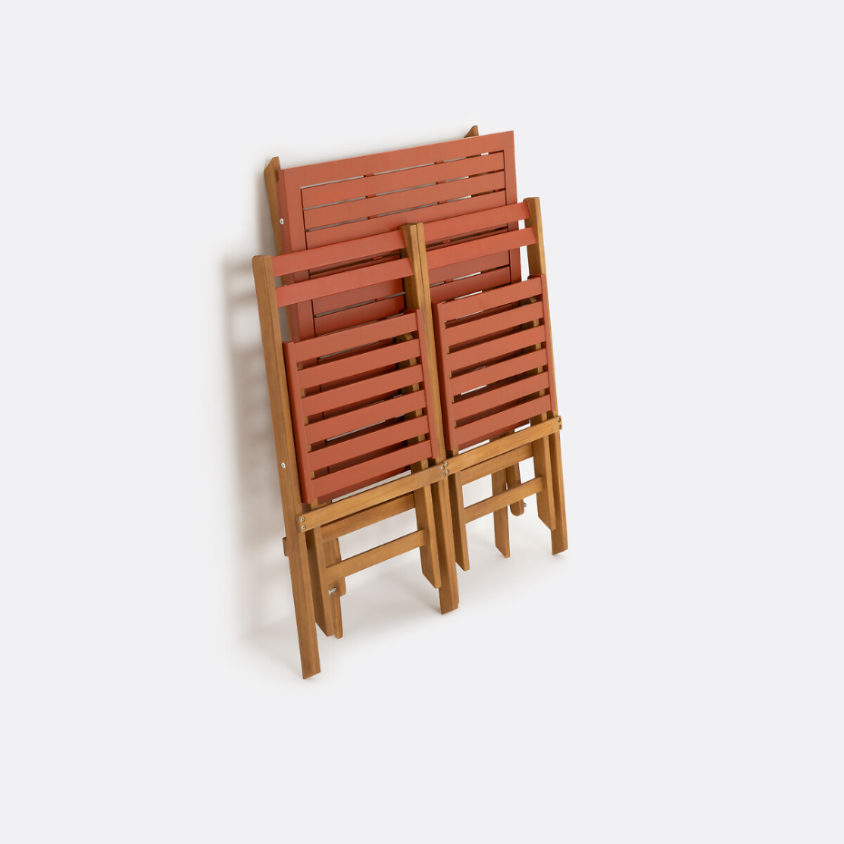 Ensemble de jardin pliable, 3 pièces, en acacia, DUDENA