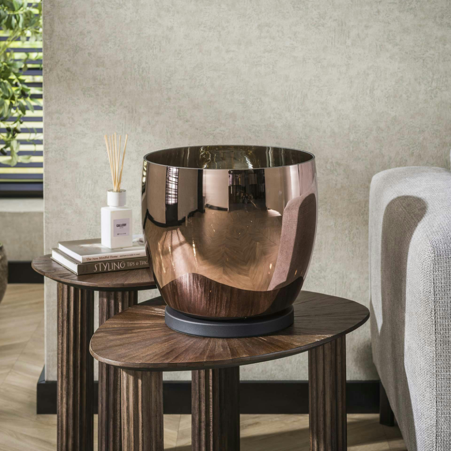 Lampe de salon moderne avec vasque en verre cuivré 32 cm NIAGARA