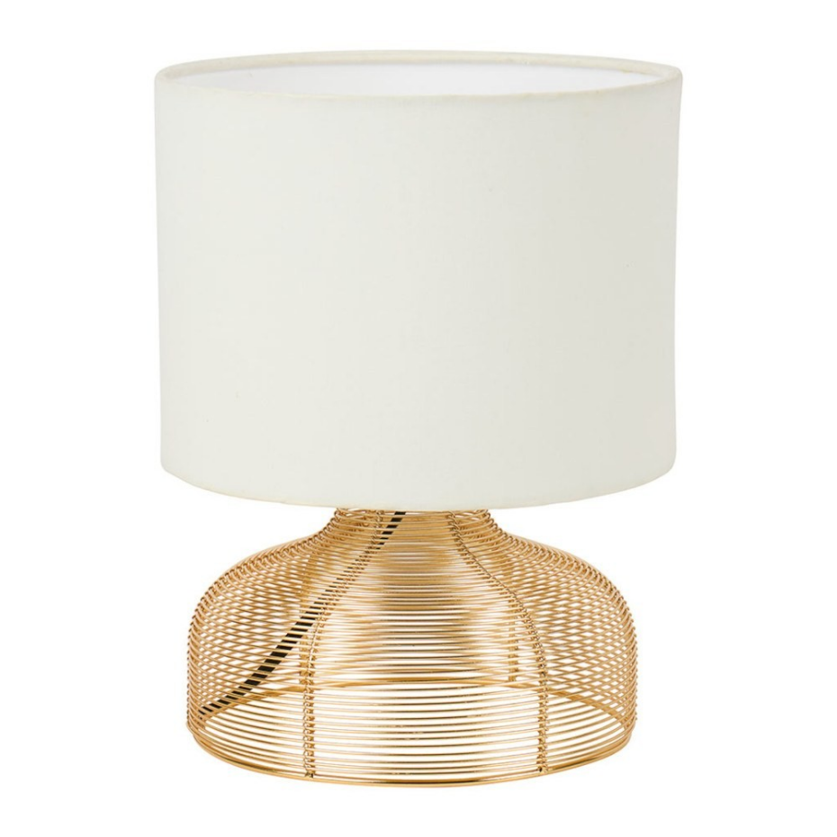Lampe En Métal Doré Avec Abat-jour Blanc