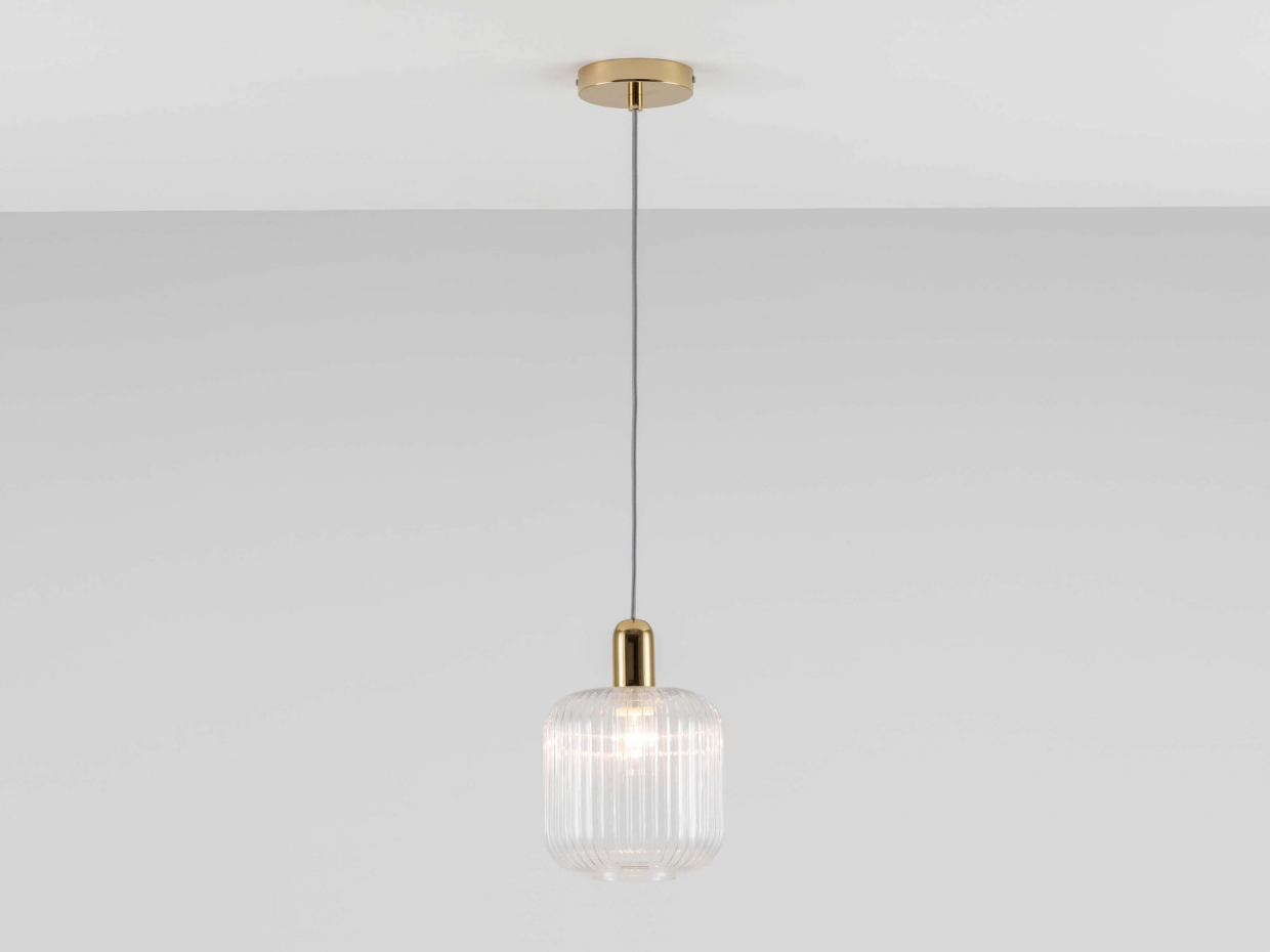 Plafonnier lustre en verre strié