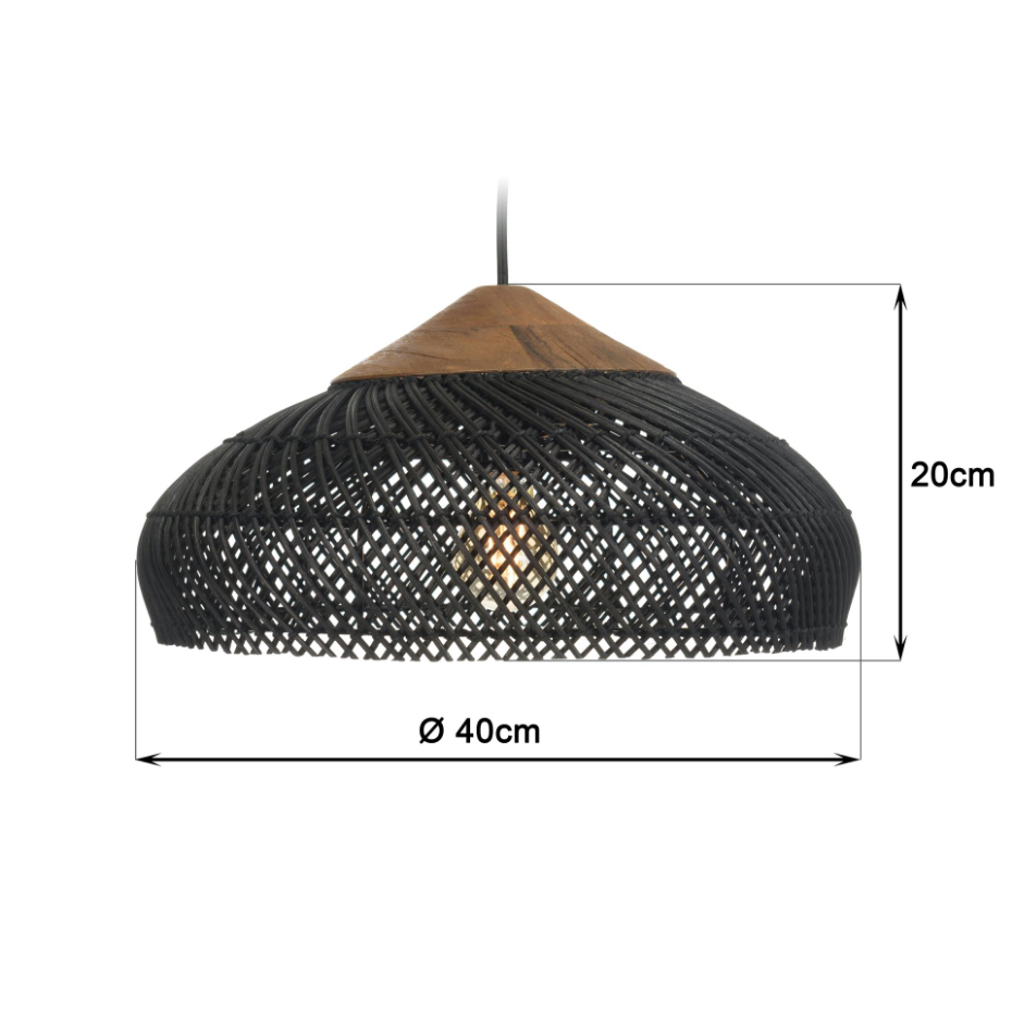 Suspension en rotin et teck 40cm FOLELLI