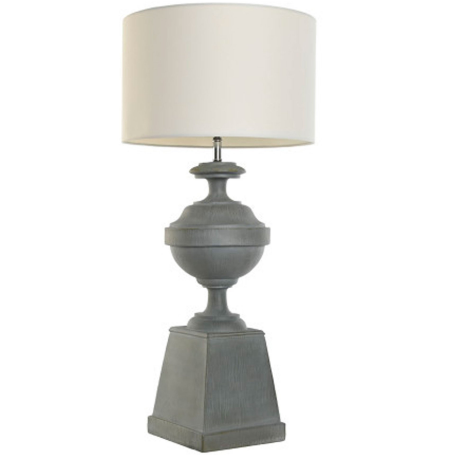 Lampe à poser classique grise et abat-jour blanc 35.5x35.5x79cm