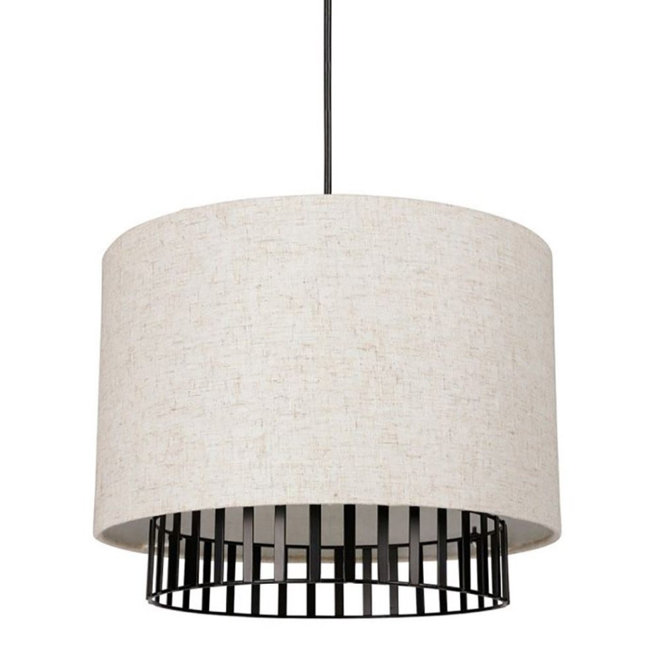 Suspension Cylindrique Métal Lin Alma Noire Beige