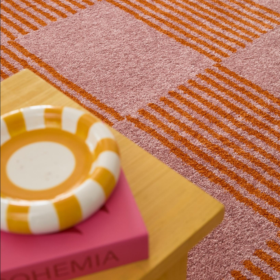 Tapis d'intérieur vintage à damier rayure GROOVY