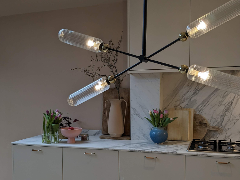Plafonnier lustre en verre strié
