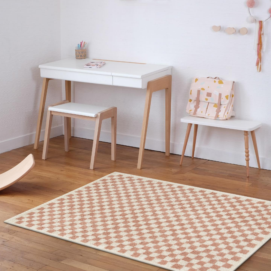 Tapis damier poils longs doux et volumineux CHECKERS