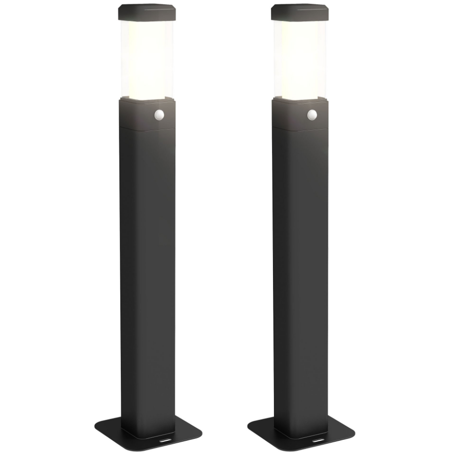 Lot de 2 lampes d'extérieur - bornes lumineuses LED - alu noir