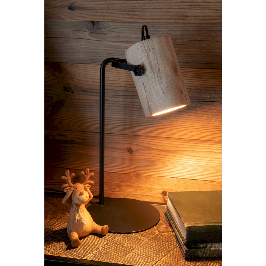 Lampe de bureau en bois forme ronde