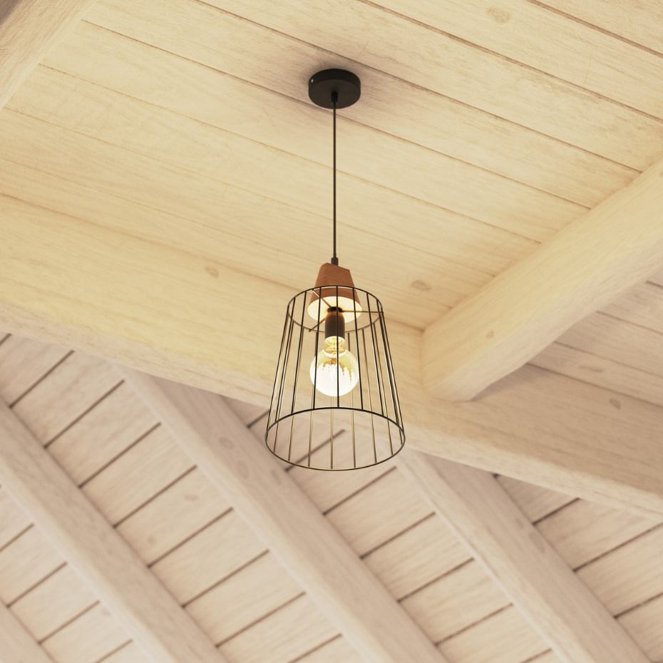 Suspension filaire métal et bois NUT