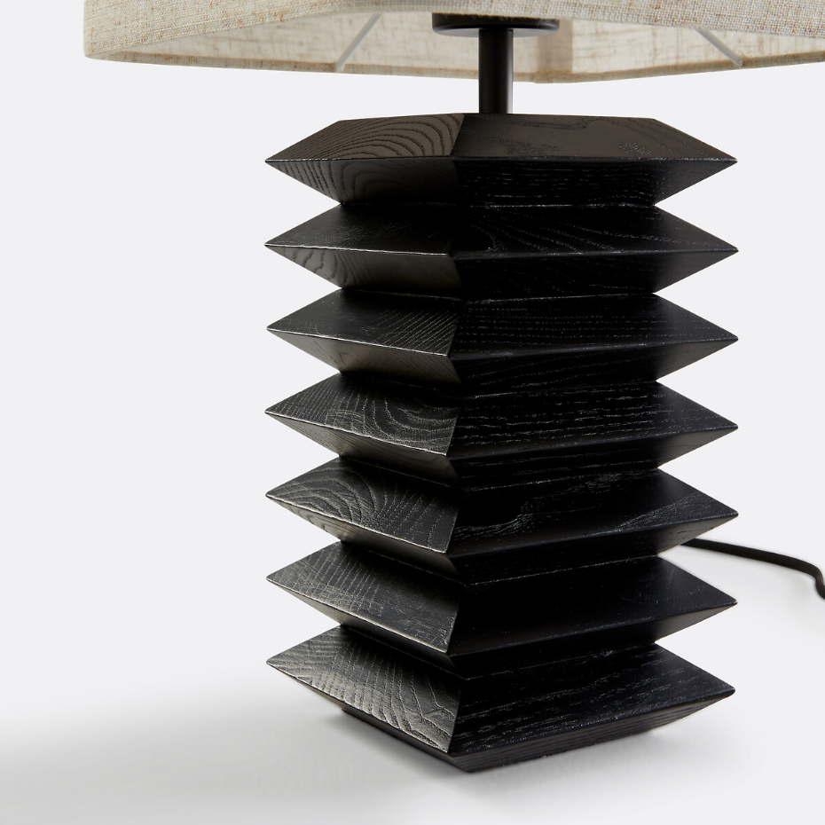 Lampe à poser en frêne massif et lin, Remilo