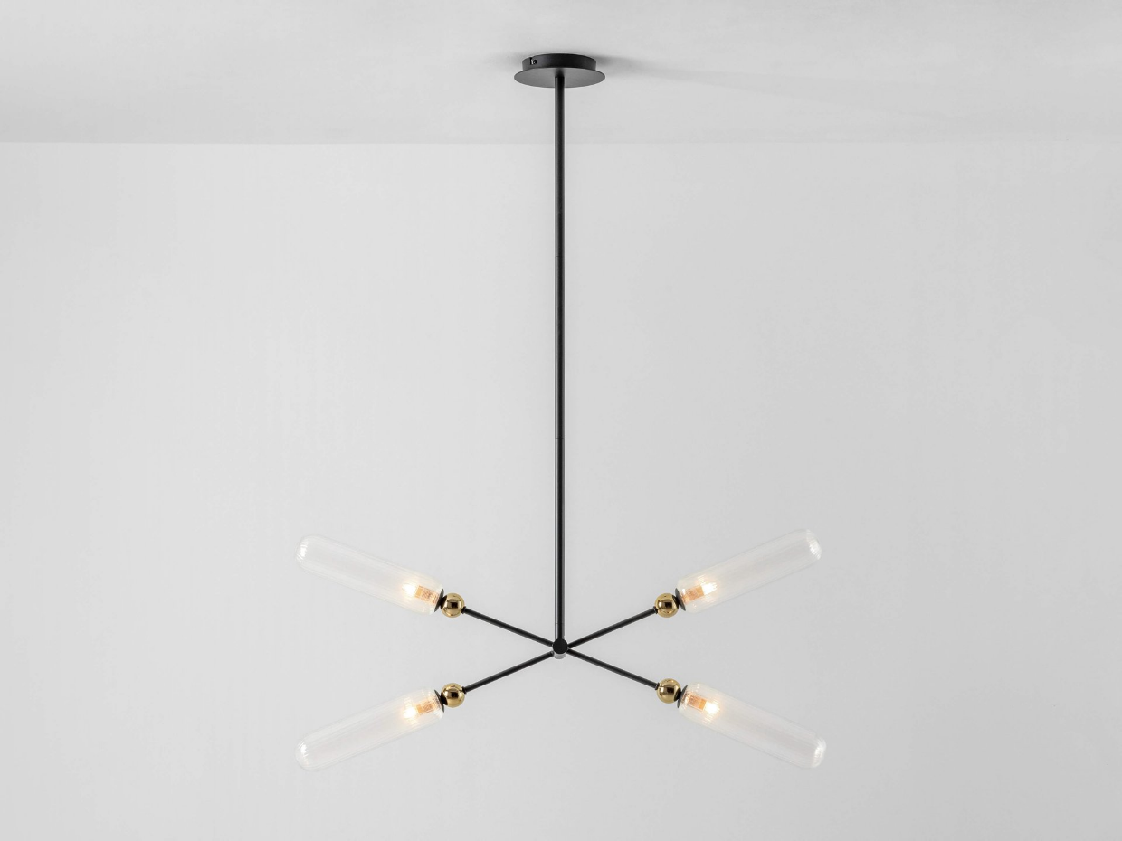 Plafonnier lustre en verre strié