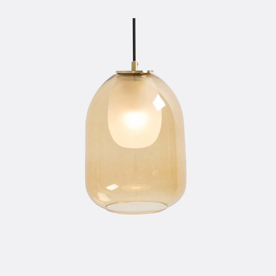 Suspension laiton et verre ambré Ø20 cm, Bumble