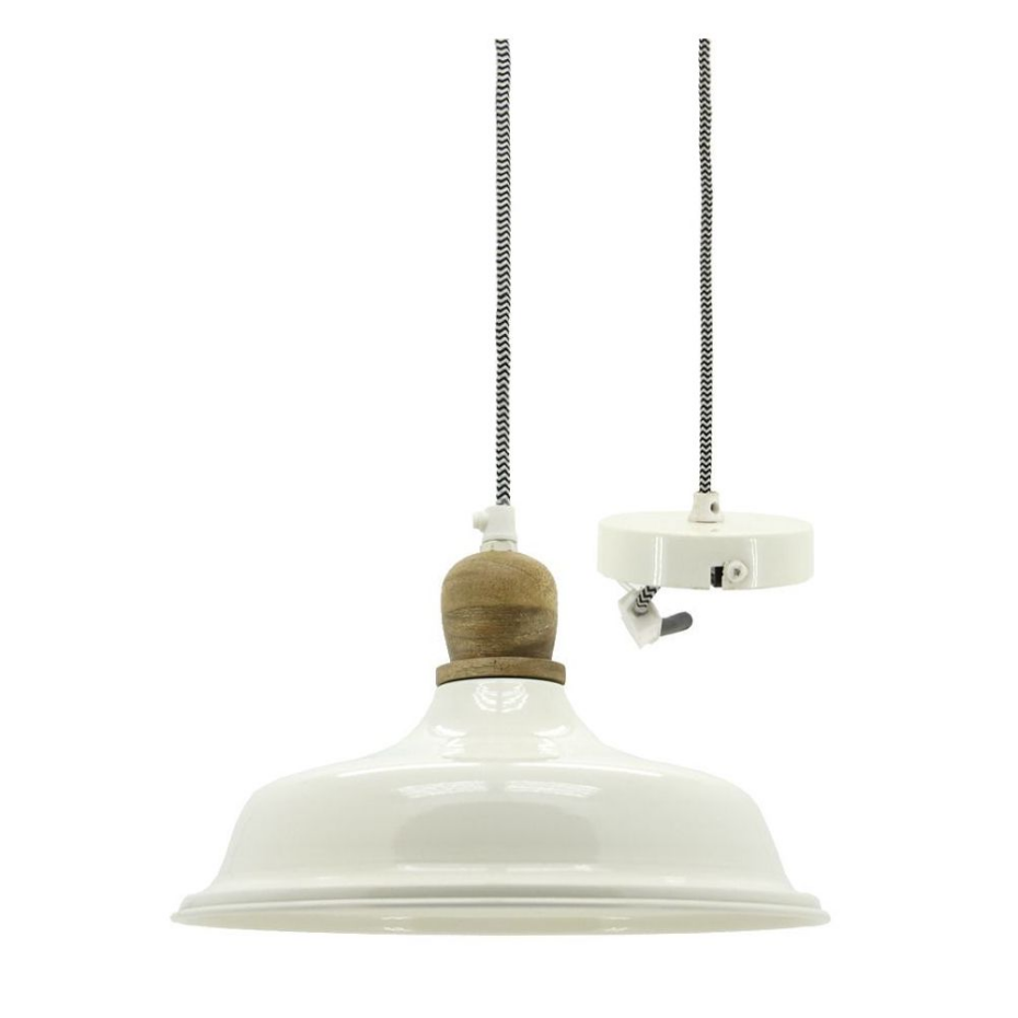 Suspension en métal et bois Ø 26 blanc