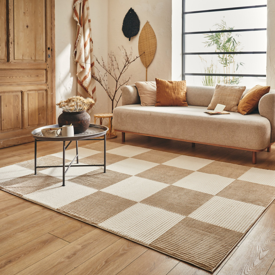 Tapis de salon damier bicolore BIANCA