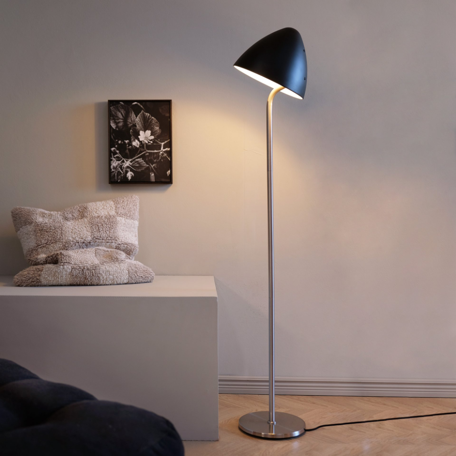 Lampadaire en Métal, noir et laiton OULU