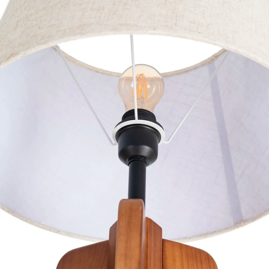 Lampadaire bois et abat-jour beige 40x40x158cm