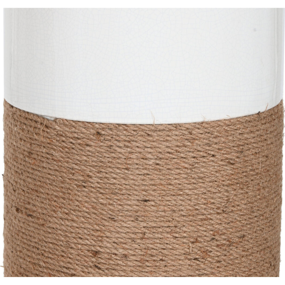 Lampadaire rond en céramique et lin style scandinave Scandi Mediterraneo