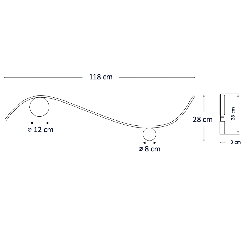 Applique LED noire vague - CURVA