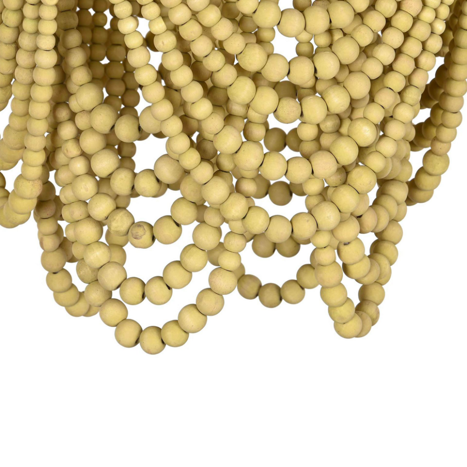Plafonnier en métal doré et perles en bois 35x35x95cm