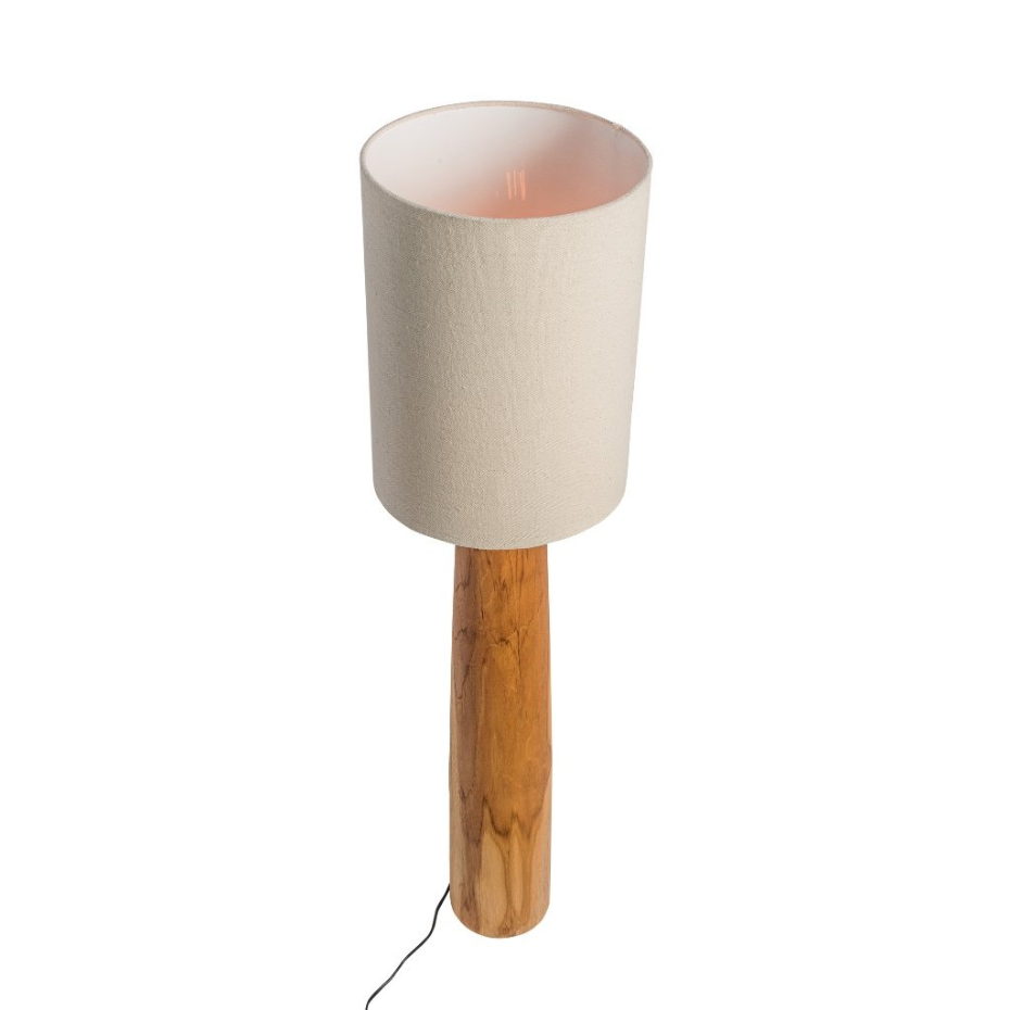 Lampe à poser en teck avec abat-jour en lin AGATHE