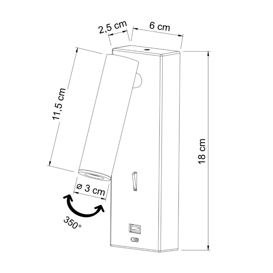 Applique liseuse avec ports USB - TOFINO