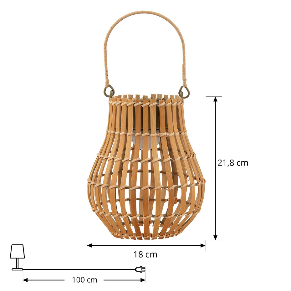 Lampe solaire extérieur en bambouLED, Amaria