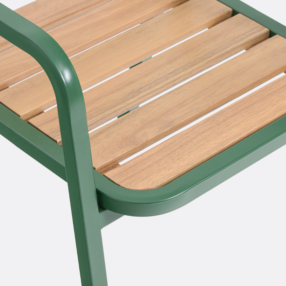 Lot 2 fauteuils de jardin métal acier acacia, Jaja