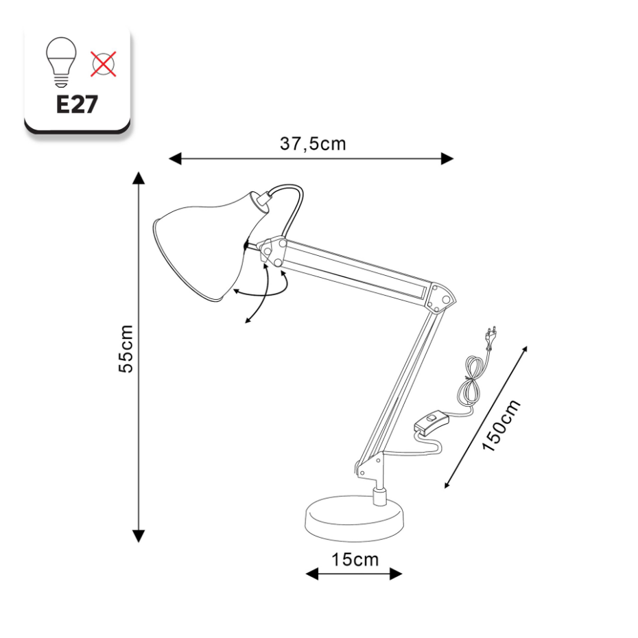 Lampe de bureau en fer, INSPIRE
