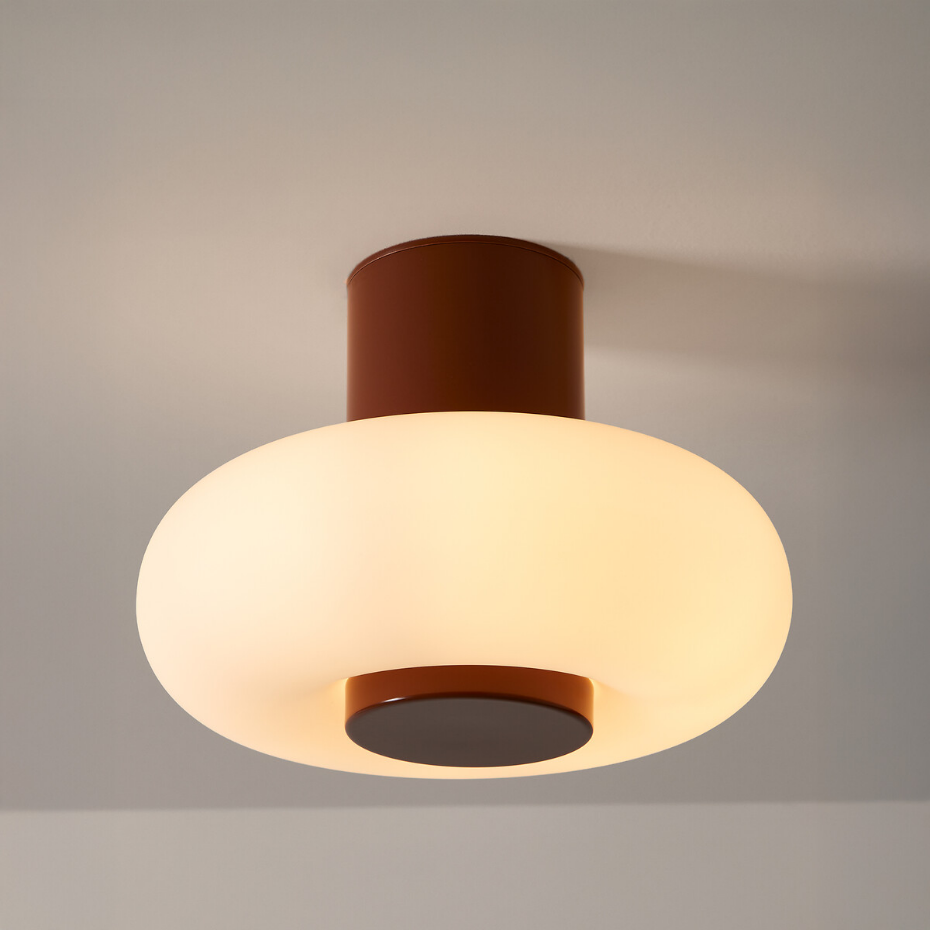 Plafonnier ou applique, en métal fer et opaline, OMER